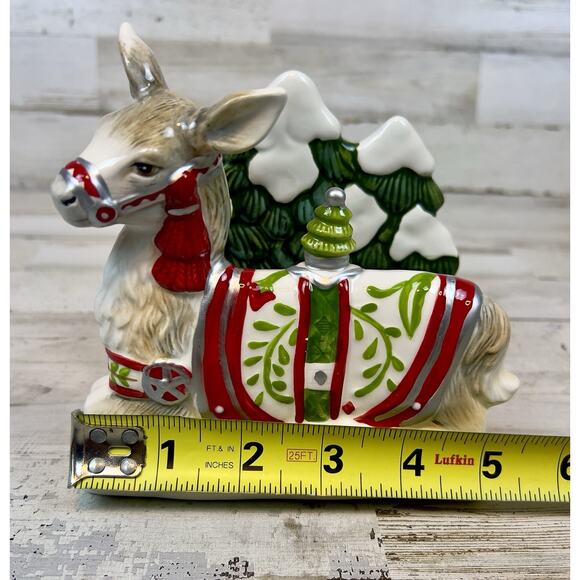 Fitz & Floyd Winter White Holiday Donkey Napkin Holder Ceramic Christmas - Picture 8 of 9